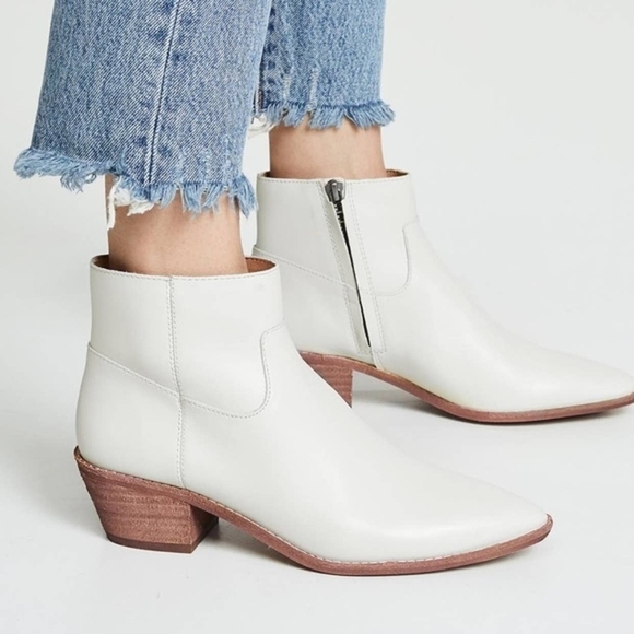 Madewell Charley Leather Ankle Boot Vintage Canvas Ivory white K5308 sz 7,5 - Picture 1 of 7